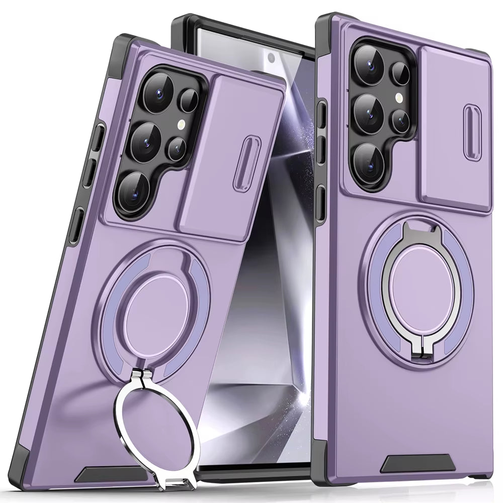 Slide Camera Protection Magnetic Stand Phone Case for Samsung S26 S25 Edge S24 S23 plus S21 S22 Ultra FE A54 A15 A05 A05S Cover